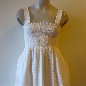 Aqua white eyelet midi dress size M EUC
